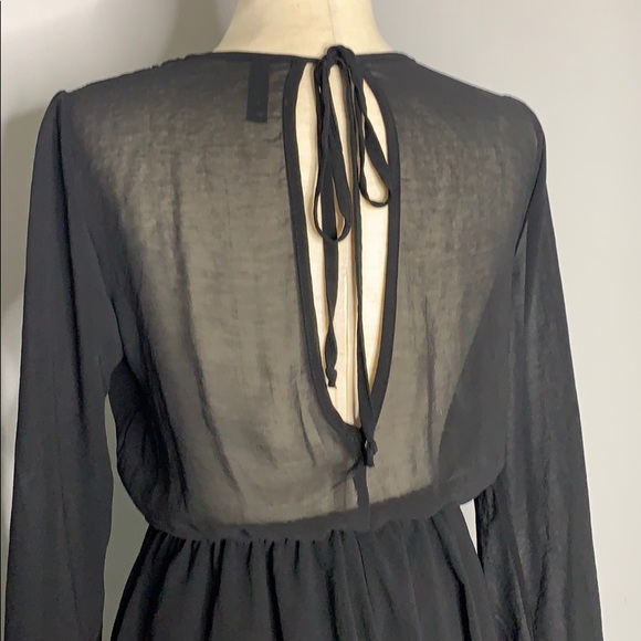 Final Touch Sheer Black Long Sleeve Romper Small - Picture 5 of 10